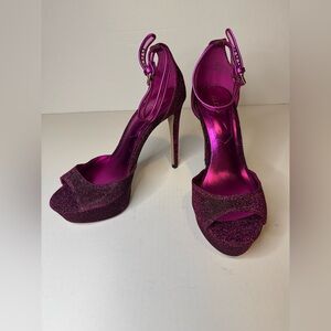 Aldo Fuchsia Glitter Platform Heels Size 6.5